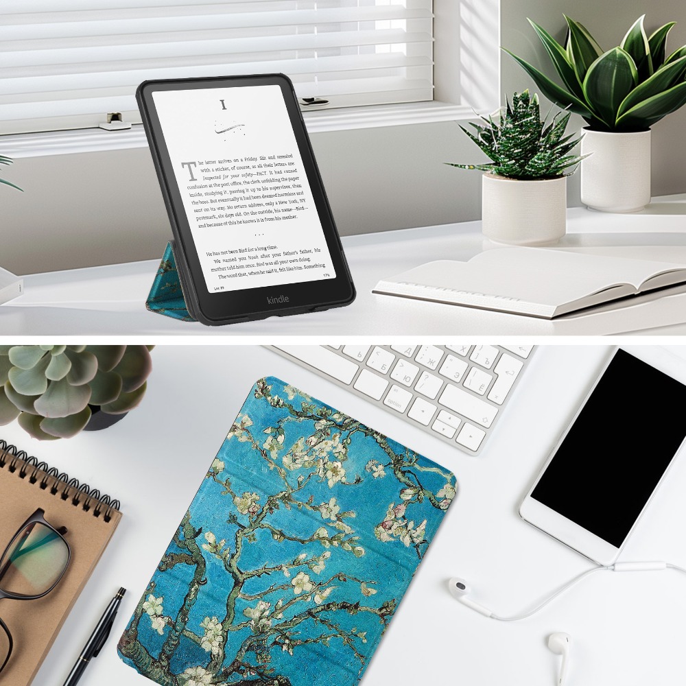 Kindle Tablet Accessories - Auto Wake/Sleep Adsorption Cover Stand Case