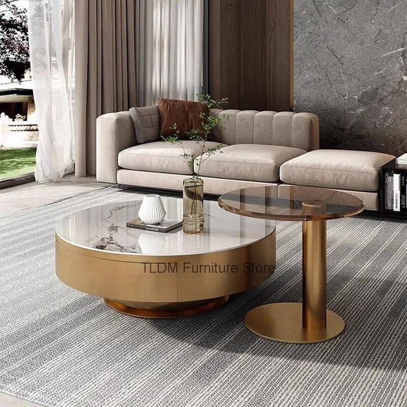 Unique Table Accessories - Round Clear Coffee Table Simple Aesthetic